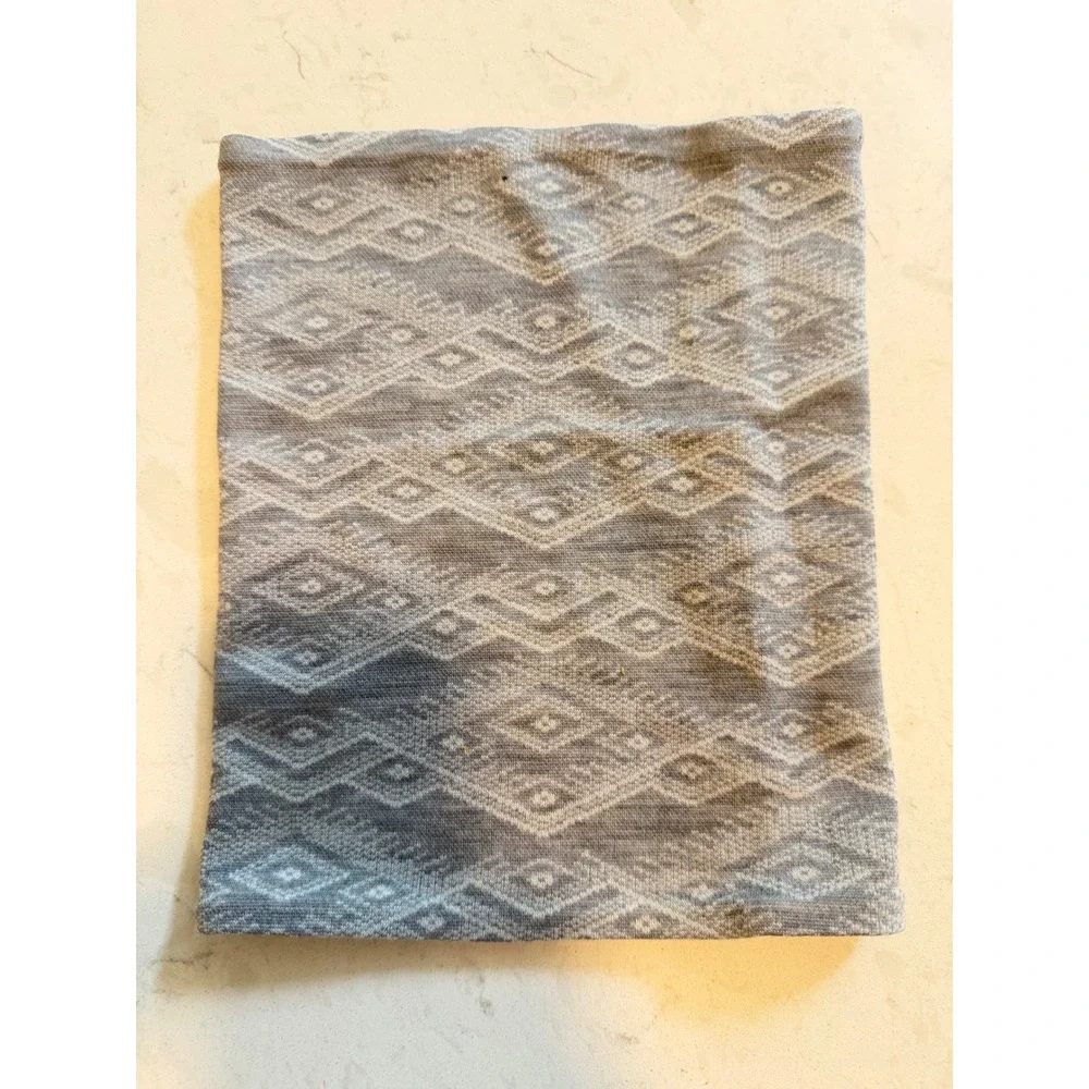 Smartwool Neck Gaiter Reversible Merino Wool Grey Geometric Pattern Scarf Unisex